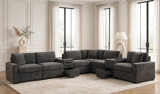 Barista Chocolate 8PC Modular Sectional Set (w/ Bluetooth Speaker) — photo 4