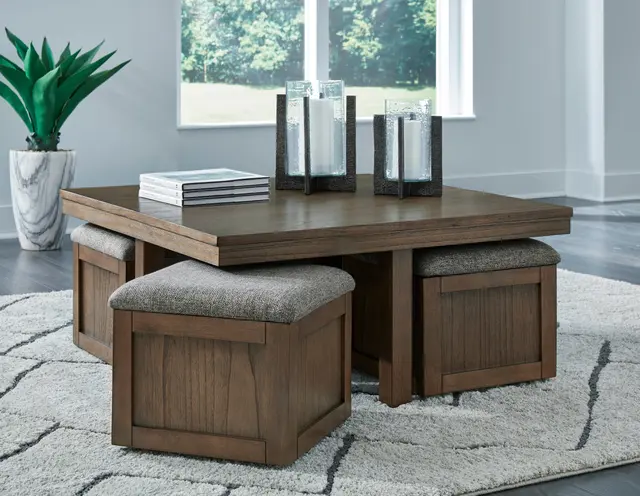 Ashley T738-20 Cocktail Table w/Stools — photo 1