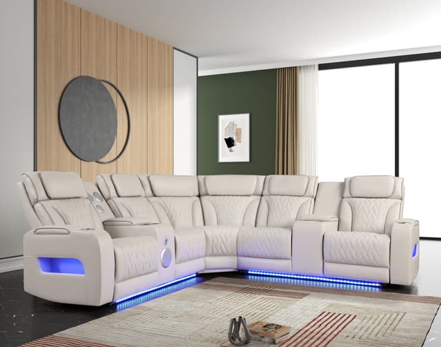 Spain Sand Power Reclining Sectional (Power Headrests) — photo 1