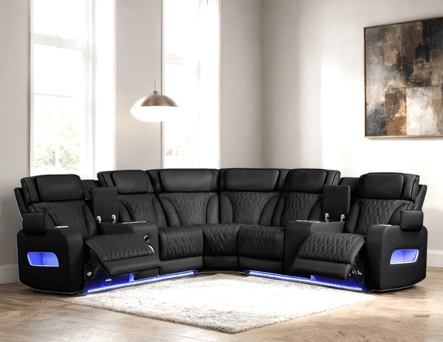Spain Black Power Reclining Sectional (Power Headrests) — photo 1
