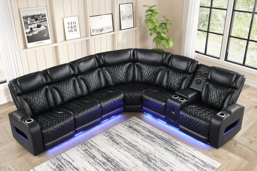 Barcelona Black Power Reclining Sectional (Power Headrests)