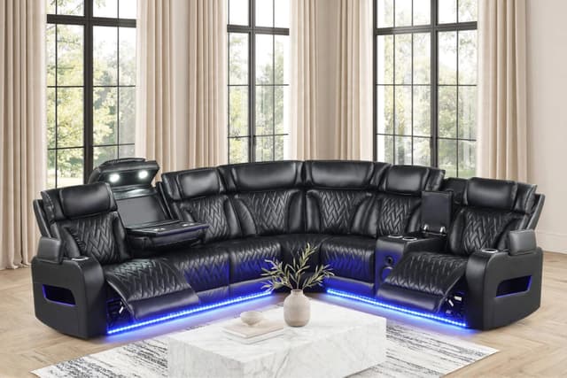Barcelona Black Power Reclining Sectional (Power Headrests) — photo 5