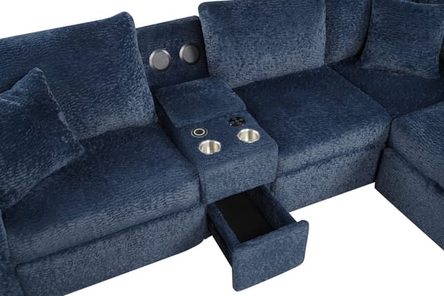 Hunter Blue Sectional (W/ Bluetooth Speaker & Pull-Out Bed) — photo 3