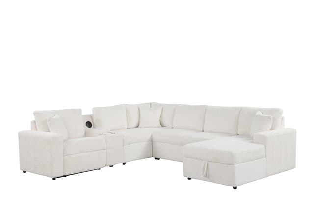 Hunter White Sectional (W/ Bluetooth Speaker & Pull-Out Bed) — photo 4
