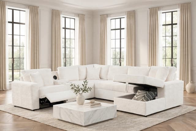 Hunter White Sectional (W/ Bluetooth Speaker & Pull-Out Bed) — photo 6