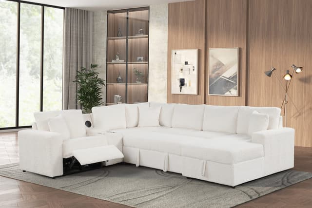 Hunter White Sectional (W/ Bluetooth Speaker & Pull-Out Bed) — photo 2