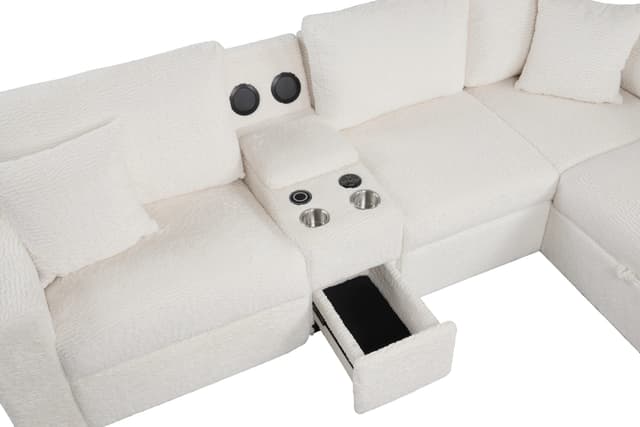 Hunter White Sectional (W/ Bluetooth Speaker & Pull-Out Bed) — photo 3