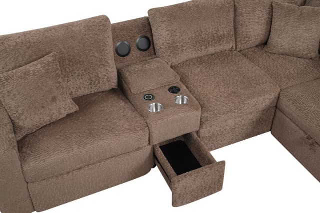 Hunter Mocha Sectional (W/ Bluetooth Speaker & Pull-Out Bed) — photo 4