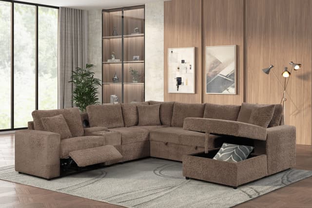 Hunter Mocha Sectional (W/ Bluetooth Speaker & Pull-Out Bed) — photo 1