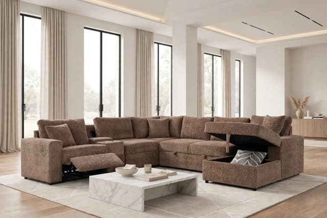 Hunter Mocha Sectional (W/ Bluetooth Speaker & Pull-Out Bed) — photo 5