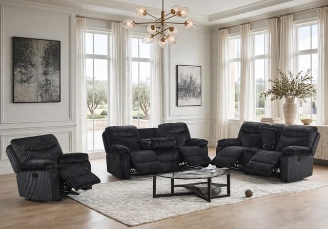 BRAVO - Black 3pc Reclining Set — photo 4