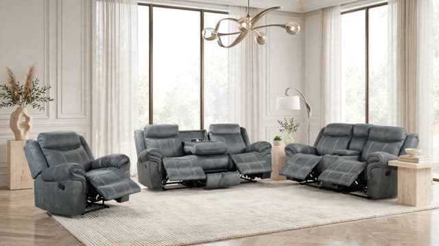Andres Grey - 3pc Reclining Living Room Set — photo 5