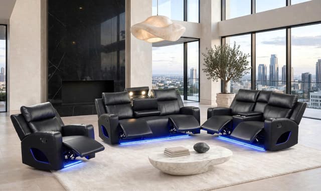 Pinnacle Black 3PC Reclining Set — photo 6