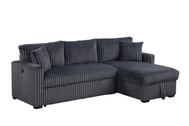 Aria Charcoal Sectional With Pull-Out Bed & Storage Chaise — photo 3