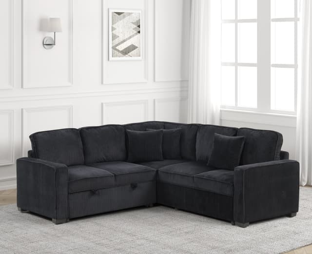 Ariel Black Sectional With Pull-Out Bed — photo 1
