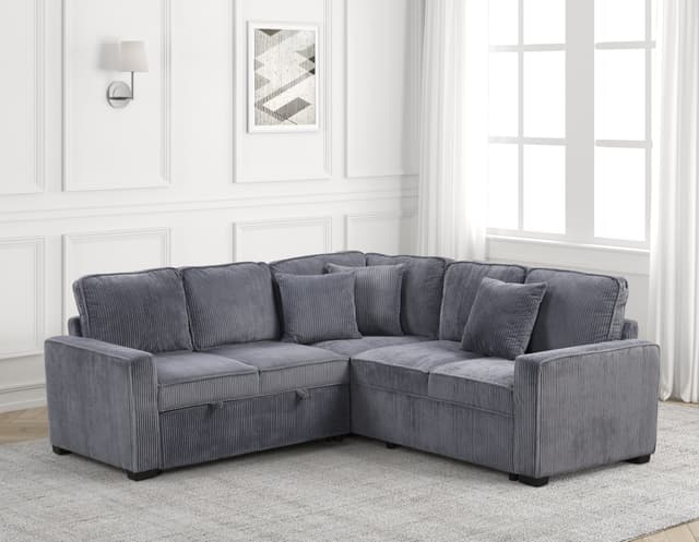 Ariel Charcoal Sectional With Pull-Out Bed — photo 2