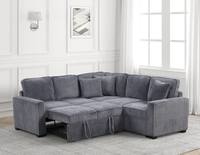 Ariel Charcoal Sectional With Pull-Out Bed — photo 1