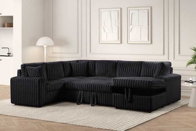 Forever Black Sectional With Pull-Out Bed — photo 1