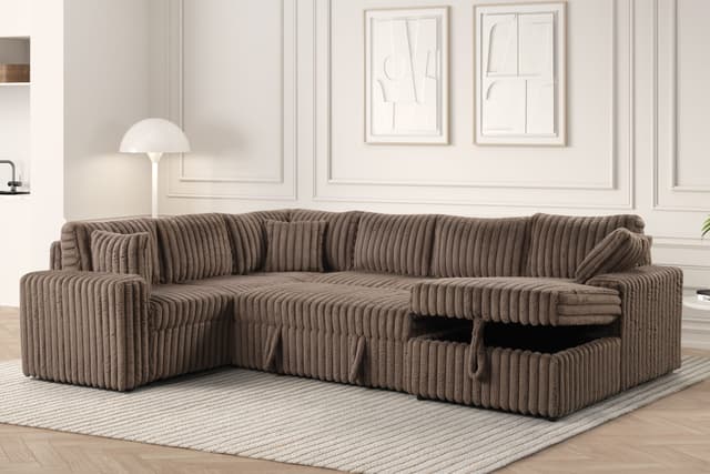 Forever Mocha Sectional With Pull-Out Bed — photo 1