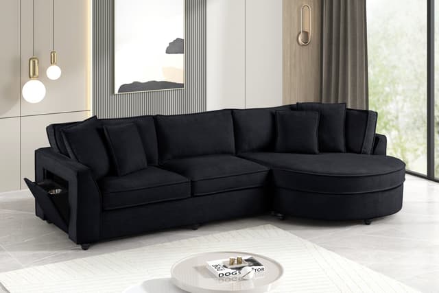 Elva Black Sectional (w/ Reversible Chaise) — photo 1