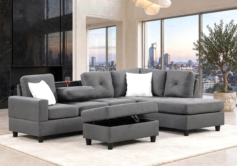 Rocket Charcoal Reversible Sectional