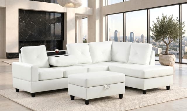 Rocket White PU Reversible Sectional — photo 2