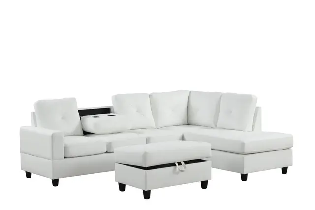 Rocket White PU Reversible Sectional — photo 1