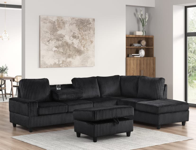 48Heights Reversible Sectional + Ottoman