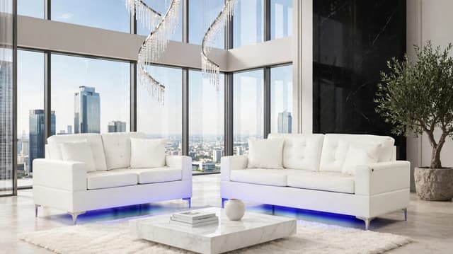 Miami White - Sofa & Loveseat Set (LED LIGHTS) — photo 1