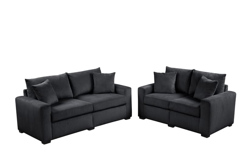 HH1123 Black - Sofa & Loveseat Set