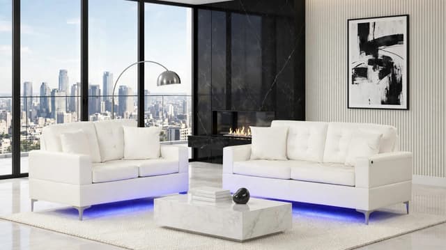 Miami White - Sofa & Loveseat Set (LED LIGHTS) — photo 2