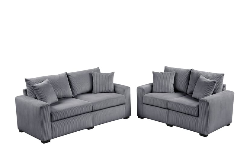 HH1124 Gray - Sofa & Loveseat Set
