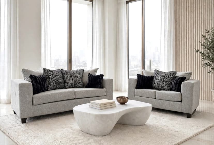 110 - Gunmetal Sofa and Loveseat Set