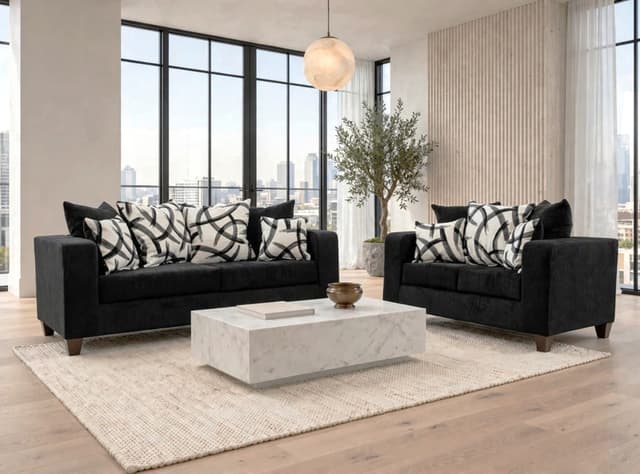 110 - Black Sofa & Loveseat Set — photo 2