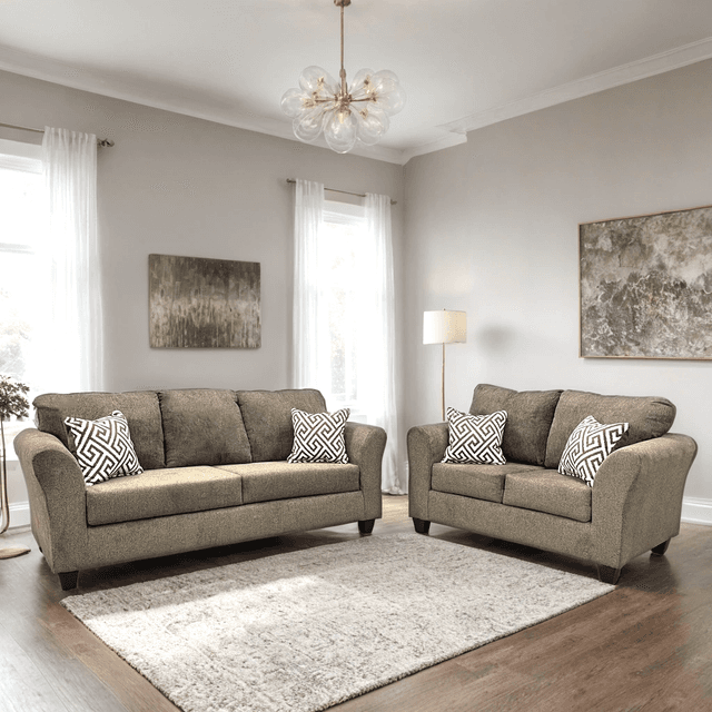 210 BROWN - 2PC Sofa and Loveseat Set — photo 2