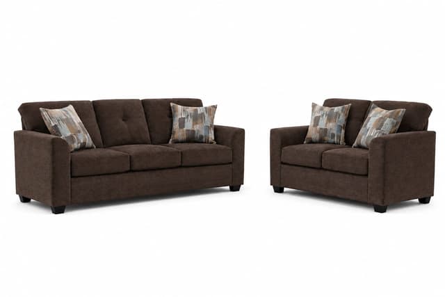 Washington 3000 Chocolate Sofa & Loveseat — photo 1