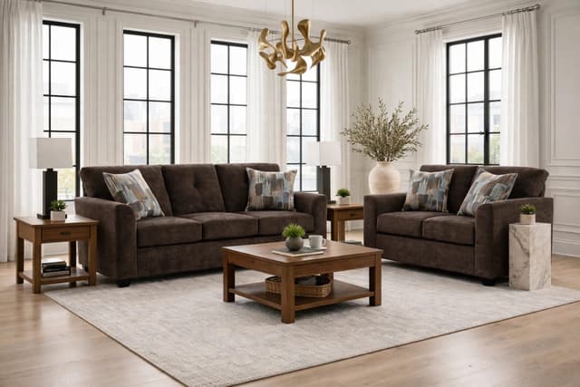 Washington 3000 Chocolate Sofa & Loveseat — photo 2