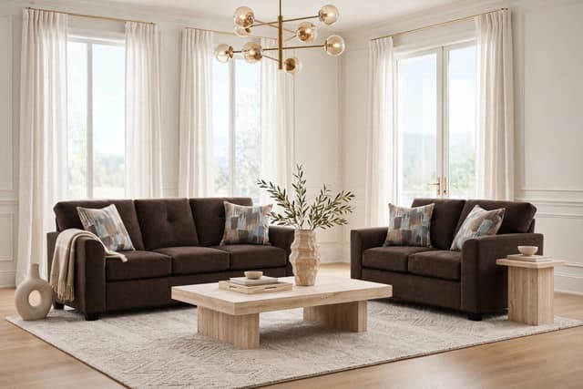 Washington 3000 Chocolate Sofa & Loveseat — photo 3