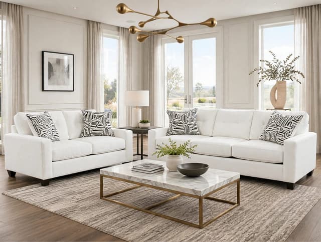 710 Cream Sofa & Loveseat Set — photo 3