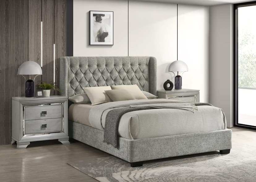 Daphne Bed Light Grey Tweed