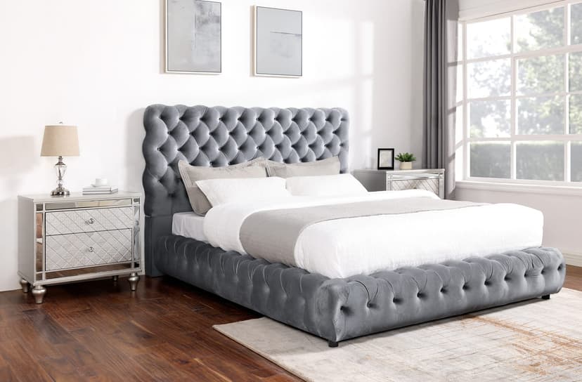 Flory Platform Bed -Grey