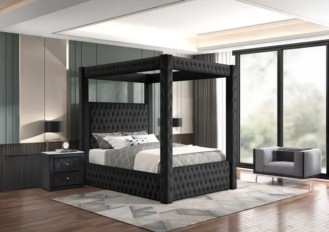 Annabelle Qn Bed Canopy Slat Blk — photo 1