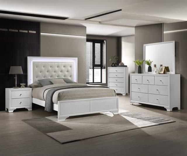 Lyssa Led Bed- Frost/Oat Headboard — photo 2