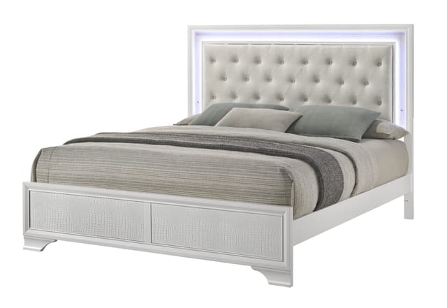 Lyssa Led Bed- Frost/Oat Headboard — photo 1
