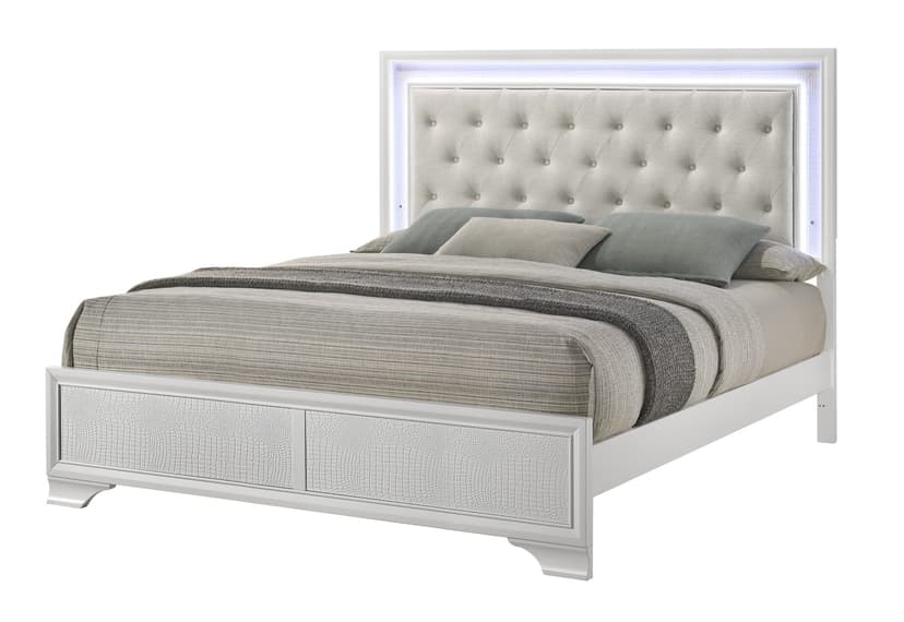 Lyssa Led Bed- Frost/Oat Headboard