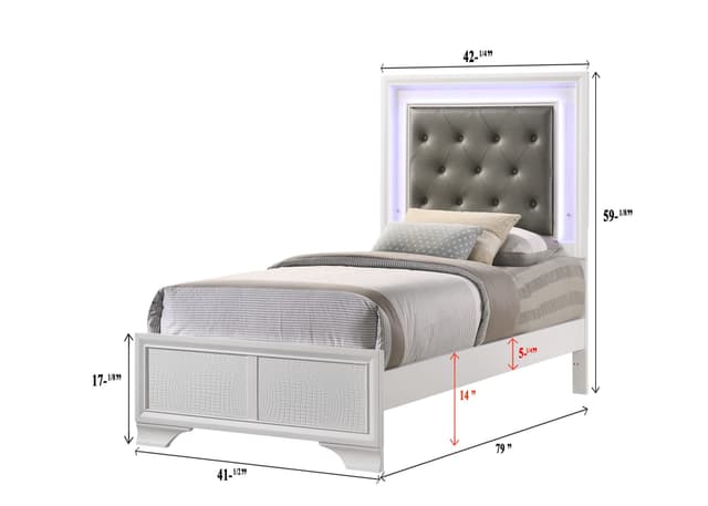 Lyssa Led Bed Footboard Frost — photo 3