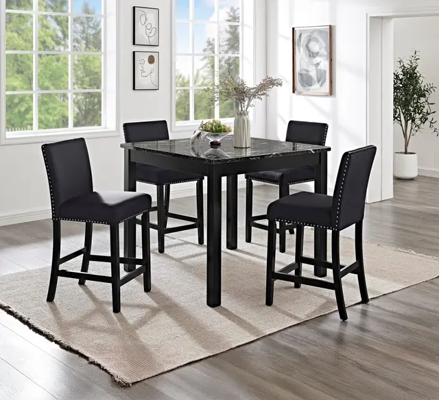 Lennon 5-PIECE Counter Height Set All Black — photo 1
