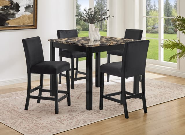 Lennon 5-PIECE Counter Height Set-Faux Marble Gdbk — photo 1