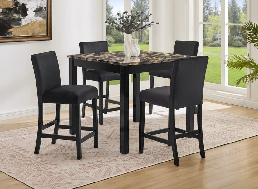 Lennon 5-PIECE Counter Height Set-Faux Marble Gdbk