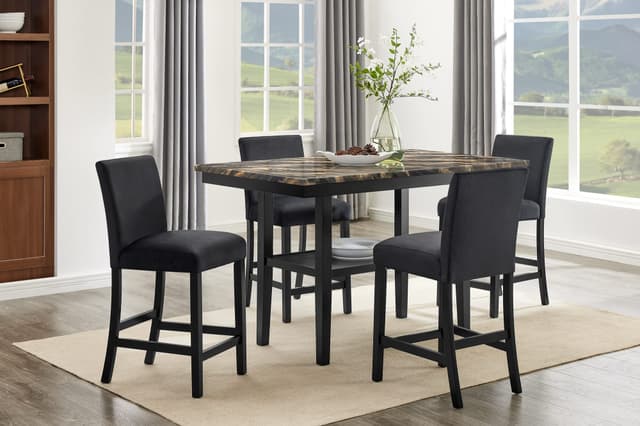 Marbel 5-PIECE Counter Height Set-Faux Marble Gdbk — photo 1
